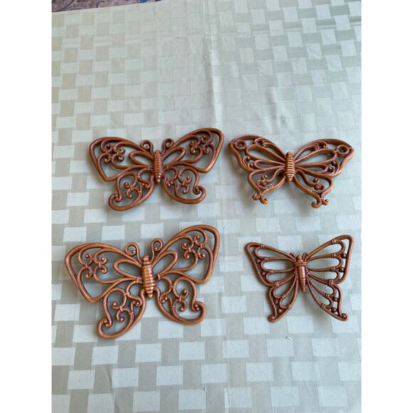 VTG 1978 Set of 4 Wood Look Butterflies for wall by Homeco Excellent Condition - Picture 1 of 12